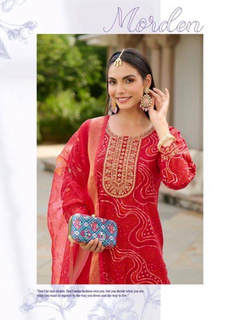 Organza Embroidery kurti with pant and dupatta